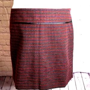 LOFT Ann Taylor Red Purple Black Lined Skirt Plus Size 16